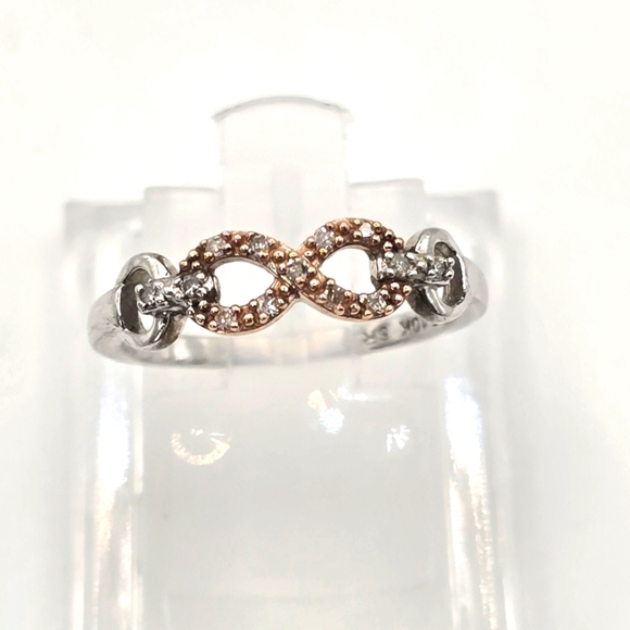 Diamond Accented Infinity Promise Ring in Sterling Silver and 10K Rose Gold - Picture 1 of 7